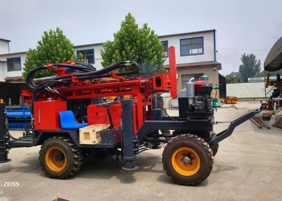 Strong Powerful Borewell Machine Drilling Large Torque Wheels Mounted