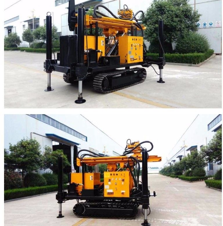 200m Depth Crawler Mounted Drill Rig , Water Borewell Machine With Air