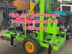 100m/150m Depth Hydraulic Water Well Drilling Rig With 2 Wheels